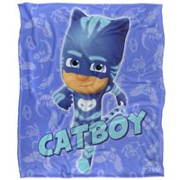 Hasbro PJ Masks Kids Catboy Character Silky Touch Blanket 152x127cm in White | Size: 152x127 cm