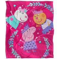 Hasbro Peppa Pig Kids Silky Touch Blanket 152x127cm Peppa Suzy Candy Friends in White | Size: 152x127 cm