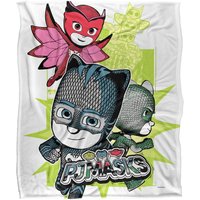 Hasbro PJ Masks Comic Group Splash Silky Touch Blanket 152x127cm in White | Size: 152x127 cm