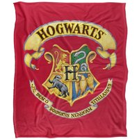 Harry Potter Rendered Hogwarts Crest Officially Licensed Silky Touch Super Soft Throw Blanket 152x127 cm in White