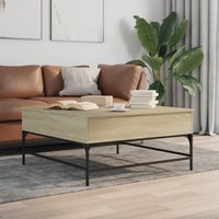 Berkfield Home Coffee Table Sonoma Oak 95x95x45 cm Engineered Wood & Metal in Brown | Size: 95 x 95 x 45 cm