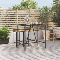 Berkfield Home Bar Table with Glass Top Black 110x70x110 cm Poly Rattan | Size: 110 x 70 x 110 cm