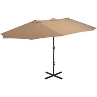 Berkfield Home Outdoor Parasol with Aluminium Pole 460x270 cm Taupe in Beige