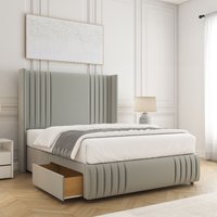 Peyton Divan Bed Velvet 54" Headboard & 2Drawers Footend No Mattress Double