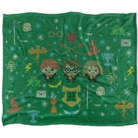 Warner Brothers Harry Potter & The Deathly Hallows Chibi Holiday Blanket 152x127 cm in White