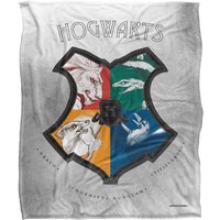 Harry Potter Blanket, 152x127 cm Intricate Hogwarts Logo Silky Touch Super Soft Throw Blanket in White