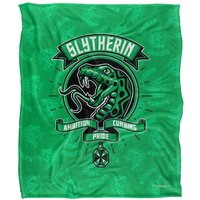 Warner Brothers Harry Potter Slytherin Varsity Badge Blanket 152 x 127 cm in White