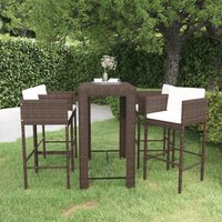 Berkfield Home 5 Piece Garden Bar Set with Cushions Poly Rattan Brown