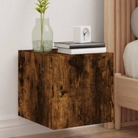 TV Wall Cabinet LED Lights Smoked Oak 30.5x35x30 cm