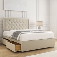 Nova Divan Bed Set Plush 24" Headboard & 2Drawers Same Side &Mattress Double
