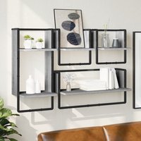 Berkfield Home 4 Piece Wall Shelf Set with Bars Grey Sonoma Engineered Wood