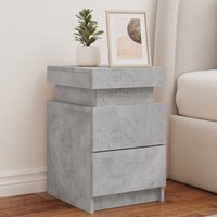 Berkfield Home Bedside Cabinets with LED Lights 2 pcs Concrete Grey 35x39x55 cm | Size: 35 x 39 x 55 cm
