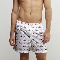 CLAUDIO LUGLI Vespa Cotton Poplin Print Boxer Shorts in White | Size: Small