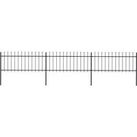 Berkfield Home Garden Fence with Spear Top Steel 5.1x0.8 m Black
