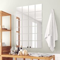 Berkfield Home 24 pcs Mirror Tiles Square Glass in Silver