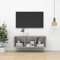 Wall mounted TV Cabinet Concrete 37x37x107 cm Engineered Wood x 37 x 107 cm