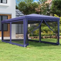 Berkfield Home Party Tent with 6 Mesh Sidewalls Blue 3x6 m HDPE
