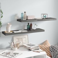 Berkfield Home Floating Wall Shelves 2 pcs High Gloss Grey 90x23.5x3.8 cm MDF