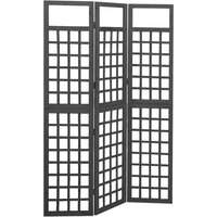 Berkfield Home 3-Panel Room Divider/Trellis Solid Fir Wood Black 121x180 cm