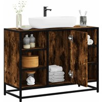 Berkfield Home Bathroom Sink Cabinet Smoked Oak 80x33x60 cm Engineered Wood in Brown | Size: 80 x 33 x 60 cm