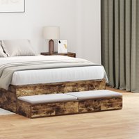 Berkfield Home Bed Drawers Smoked Oak 120x36, 5x16, 5 cm Engineered Wood in Brown