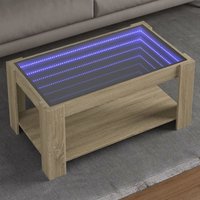 Berkfield Home Coffee Table with LED Sonoma Oak 93x53x45 cm Engineered Wood in Brown | Size: 93 x 53 x 45 cm