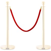 Berkfield Home Stanchion Stand Rope Red & Golden Velvet