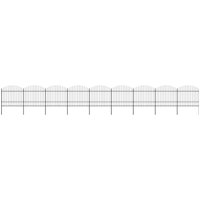 Berkfield Home Garden Fence with Spear Top Steel (1.5-1.75)x15.3 m Black