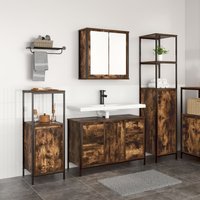 Berkfield Home 3-Piece Bathroom Furniture Set in Smoked Oak Engineered Wood in Brown