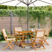 5 Piece Garden Dining Set Fabric & Solid Wood