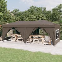 Berkfield Home Folding Party Tent with Sidewalls Taupe 3x6 m in Beige
