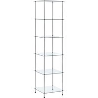 Berkfield Home 6-Tier Shelf Transparent 40x40x160 cm Tempered Glass in Clear | Size: 40 x 40 x 160 cm