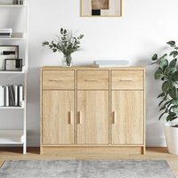 Berkfield Home Sideboard Sonoma Oak 91x28x75 cm Engineered Wood in Brown | Size: 91 x 28 x 75 cm