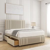 Rosie Plush Divan Bed Set 24"Headboard & 2Drawers Same Side & Mattress Super King