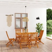 Berkfield Home 7 Piece Garden Dining Set Solid Teak Wood