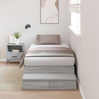 Berkfield Home Storage Bed Frame Grey sonoma Engineered wood 236.5 x 100 x 31.5 cm