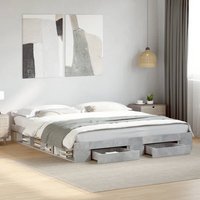 Berkfield Home Bed Frame with Drawers without Mattress Concrete Grey 200x200 cm