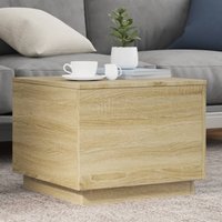 Berkfield Home Coffee Table with LED Lights Sonoma Oak 50x50x40 cm in Brown | Size: 50 x 50 x 40 cm