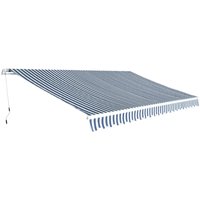 Berkfield Home Folding Awning Manual-Operated 500 cm Blue & White