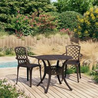 Berkfield Home 3 Piece Bistro Set Cast Aluminium Bronze in Brown