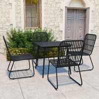 Berkfield Home 5 Piece Outdoor Dining Set Poly Rattan & Glass in Black