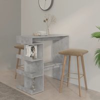 Berkfield Home Bar Table with Storage Rack Concrete Grey 100x50x101.5cm Engineered Wood | Size: 100x50x101.5 cm