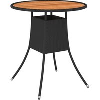 Berkfield Home Garden Dining Table Black Ø 70 cm Poly Rattan & Solid Acacia Wood