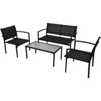 Berkfield Home 4 Piece Garden Lounge Set Textilene Black