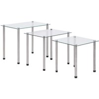 Berkfield Home Nesting Tables 3 pcs Transparent Tempered Glass in Clear