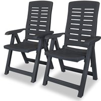 Berkfield Home Reclining Garden Chairs 2 pcs Plastic Anthracite in Black