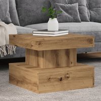 Berkfield Home Coffee Table with LED Lights Artisian Oak 50x50x40 cm in Brown | Size: 50 x 50 x 40 cm