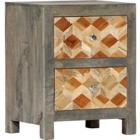 Berkfield Home Bedside Cabinet Grey 40x30x50 cm Solid Mango Wood | Size: 40 x 30 x 50 cm