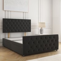 BSSPOKE Maya Plush Divan Bed 24" Headboard & Footboard 4Drawers & No Mattress in Black | Size: Small Double
