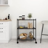 Berkfield Home 3-Tier Storage Rack with Wheels 60x35x81 cm Black 150 kg | Size: 60 x 35 x 81 cm